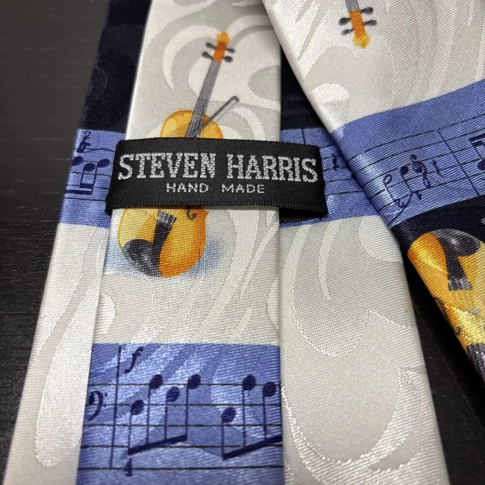 Steven Harris Men's Necktie Music Notes & Violins 100% Polyester